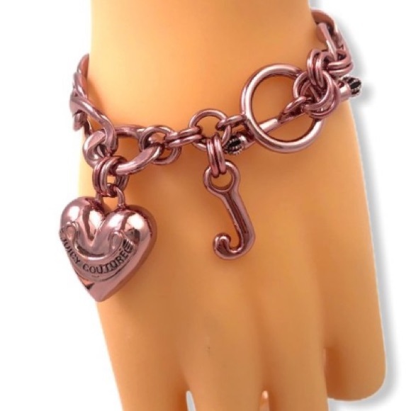 Y2K Juicy Couture PINK CHARM BRACELET NEW BARBIE BARBIECORE RARE HTF PUFF HEART - Picture 3 of 16